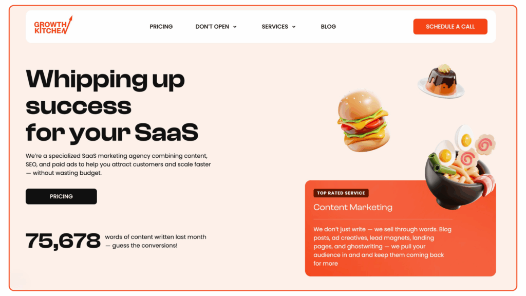 Growth Kitchen is a specialized SaaS marketing agency to help you attract customers and scale faster